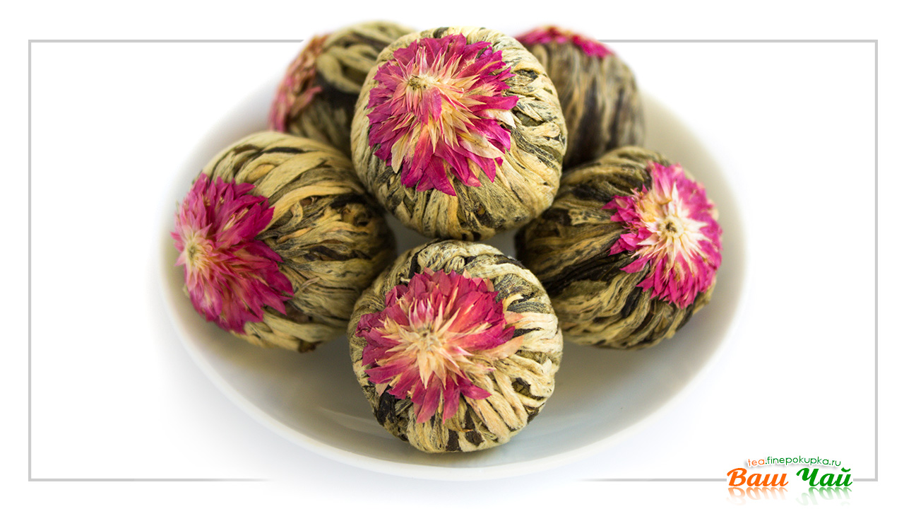 Связанный чай-цветок Нефритовый персик Дракона — магазин чая Ваш Чай